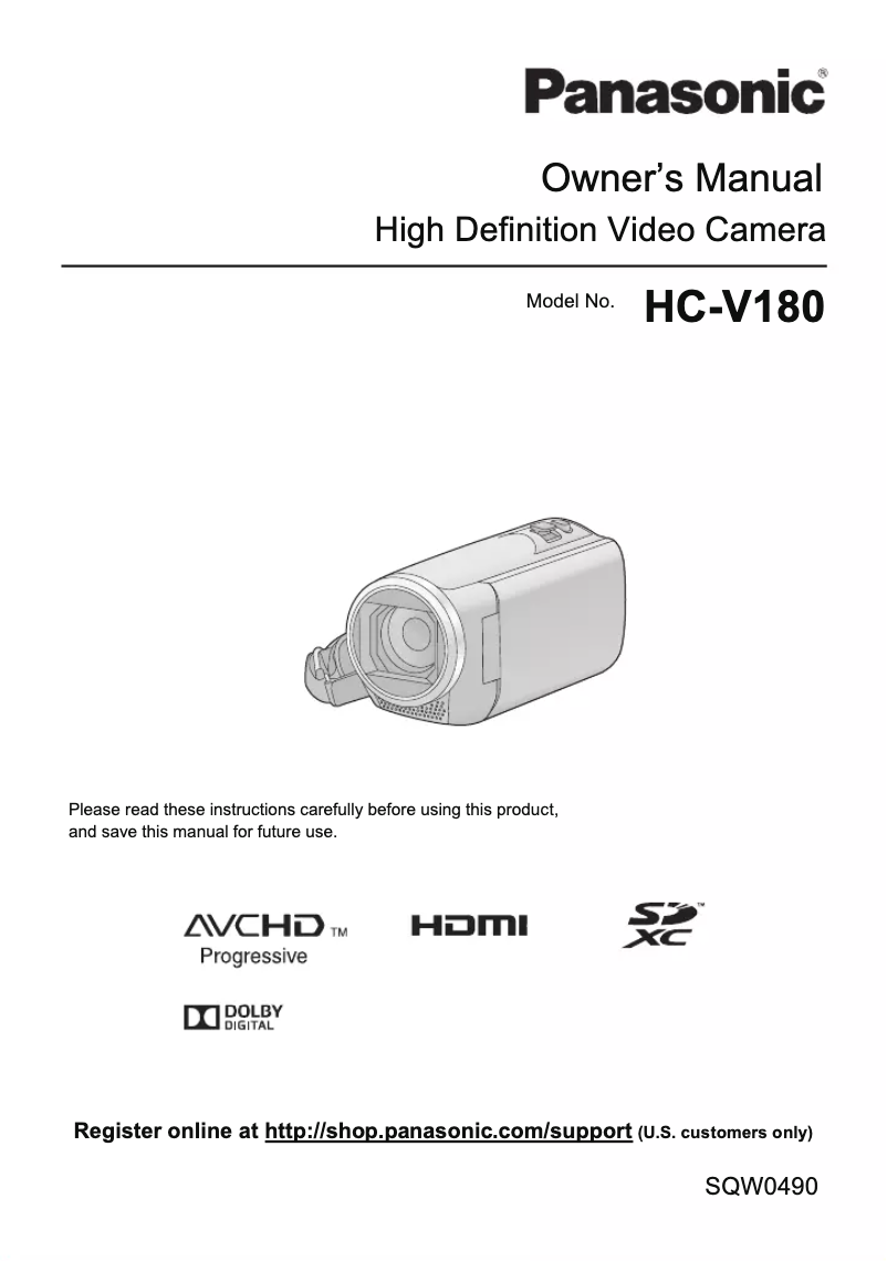 Imagen de la primera página del manual del dispositivo HC-V180K