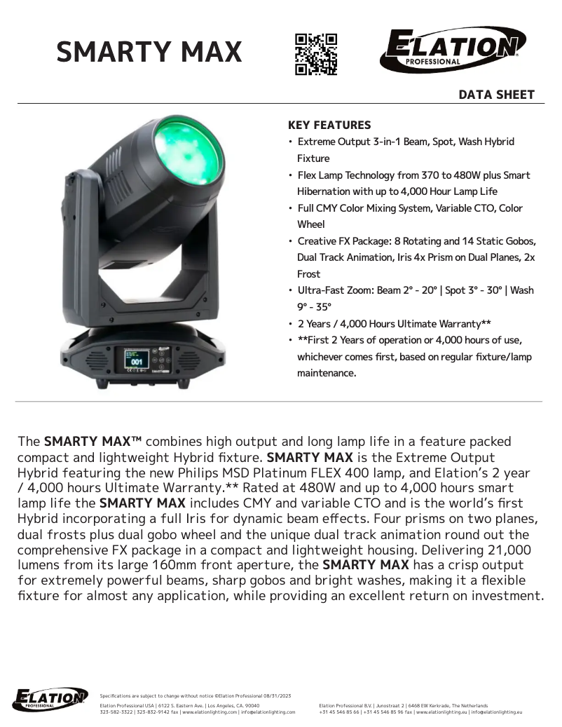 Página nº 1 - Ficha técnica Elation Smarty Max