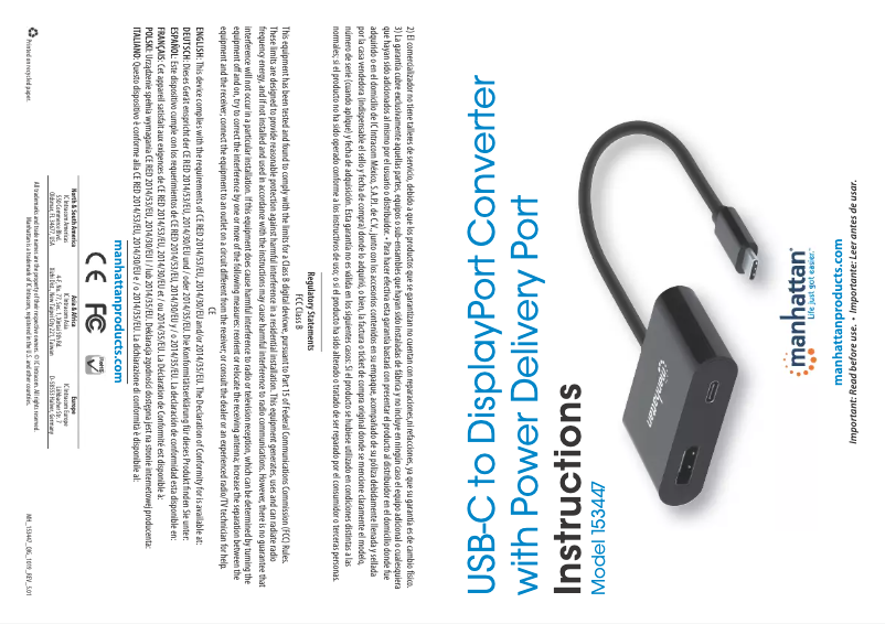 Página nº 1 - Manual de instrucciones Manhattan 153447