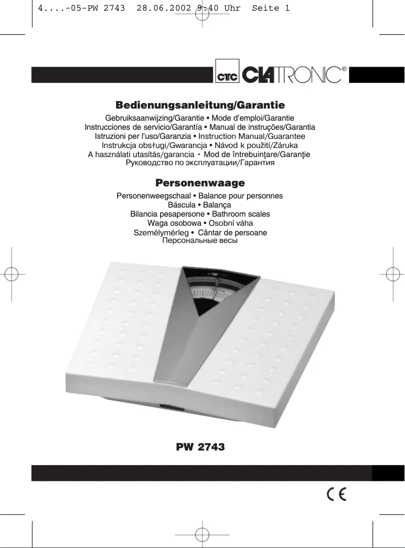 Imagen de la primera página del manual del dispositivo PW 2743