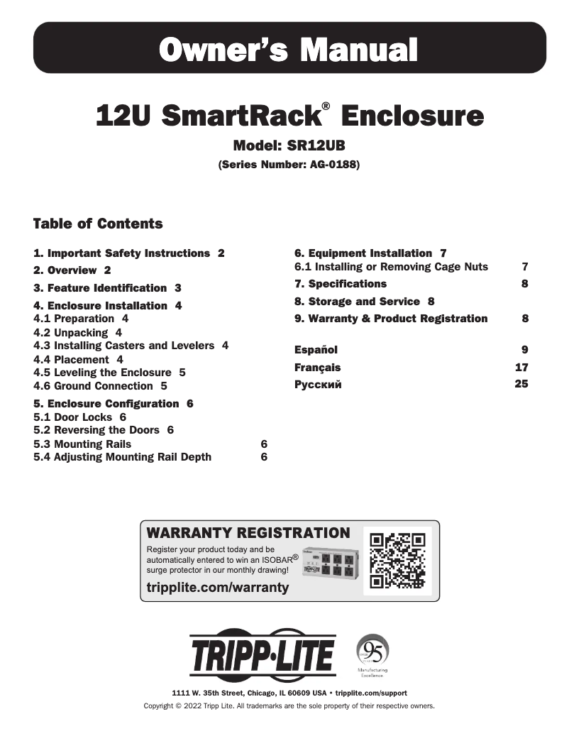 Imagen de la primera página del manual del dispositivo SmartRack SR12UB