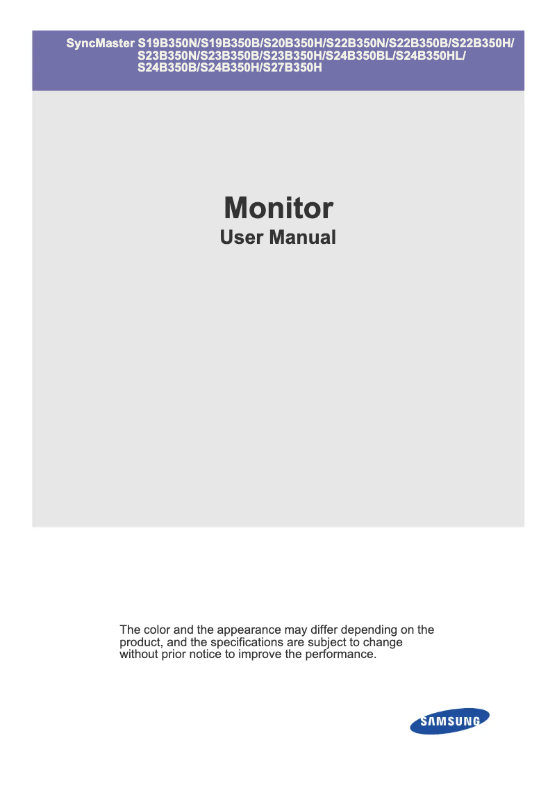 Imagen de la primera página del manual del dispositivo SyncMaster S24B350BL