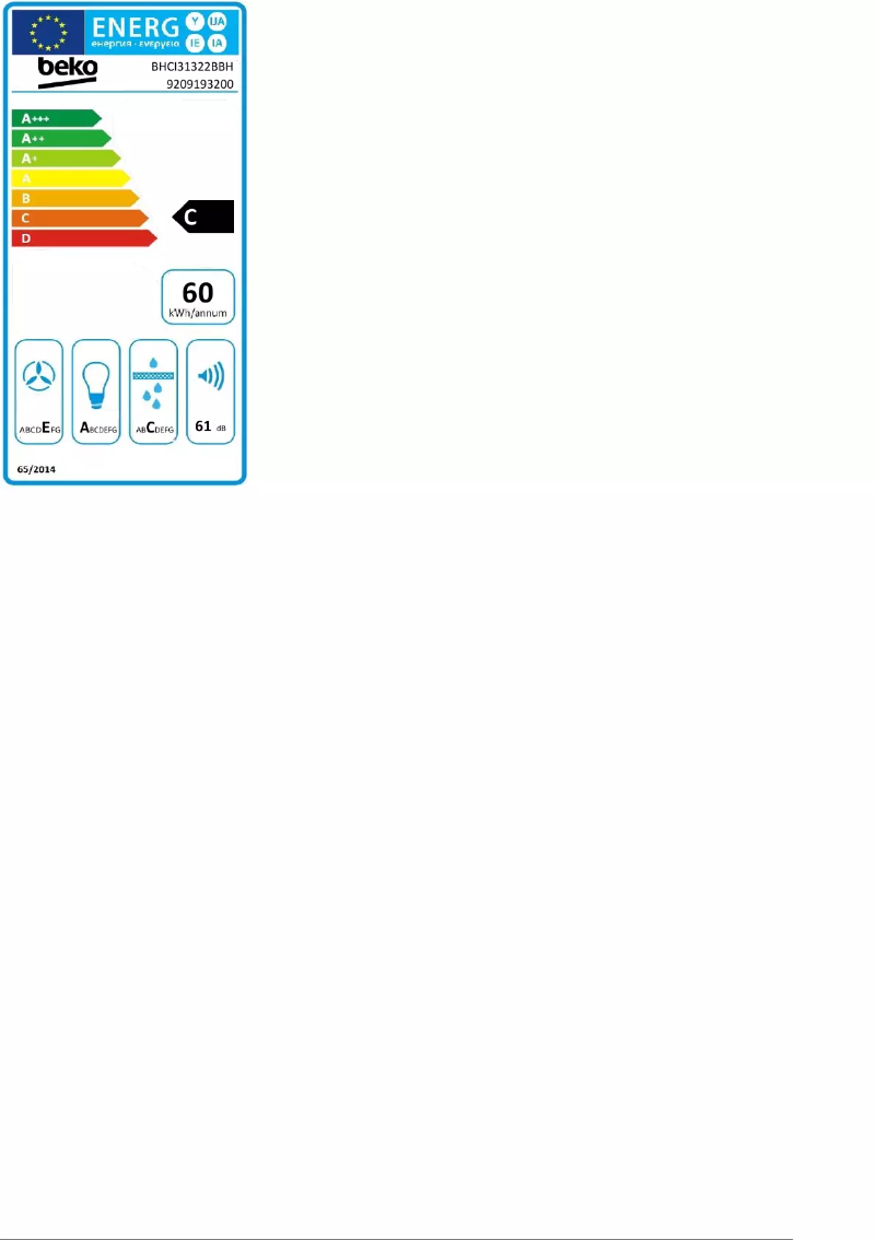 Página 1 del manual Etiqueta energética Beko BHCI31322BBH