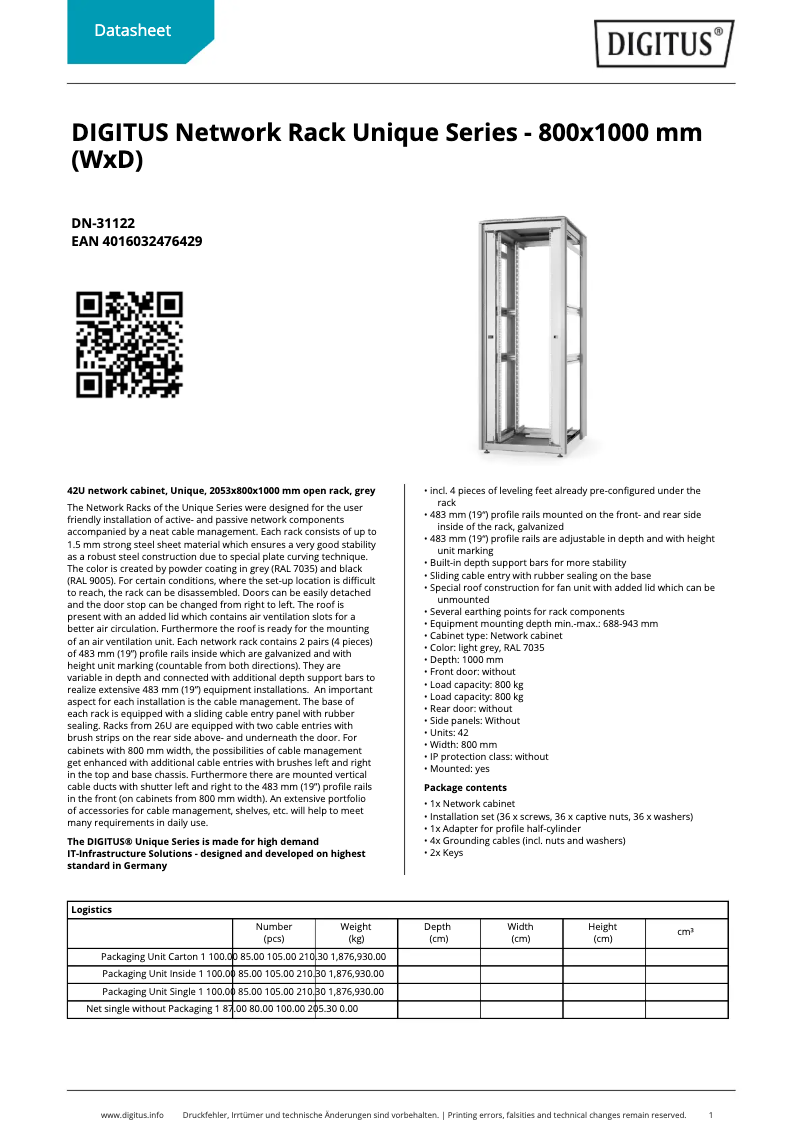 Página nº 1 - Ficha técnica Digitus DN-31122
