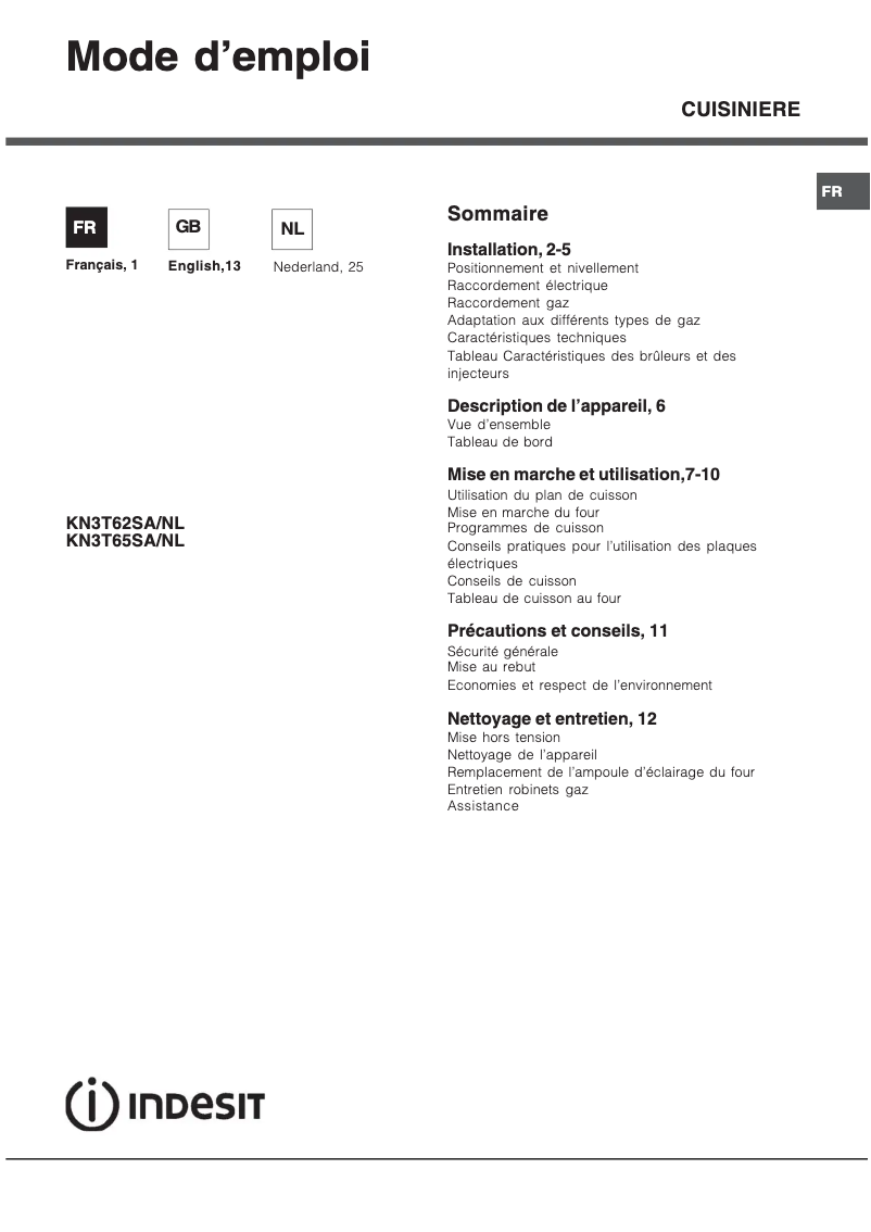 Página nº 1 - Manual de usuario Indesit KN3T65SA(X)/NL