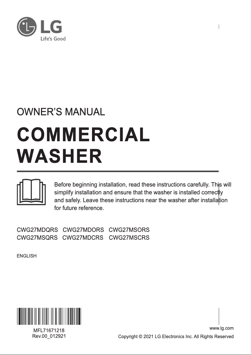 Página 1 del manual Manual de usuario LG CWG27MSORS