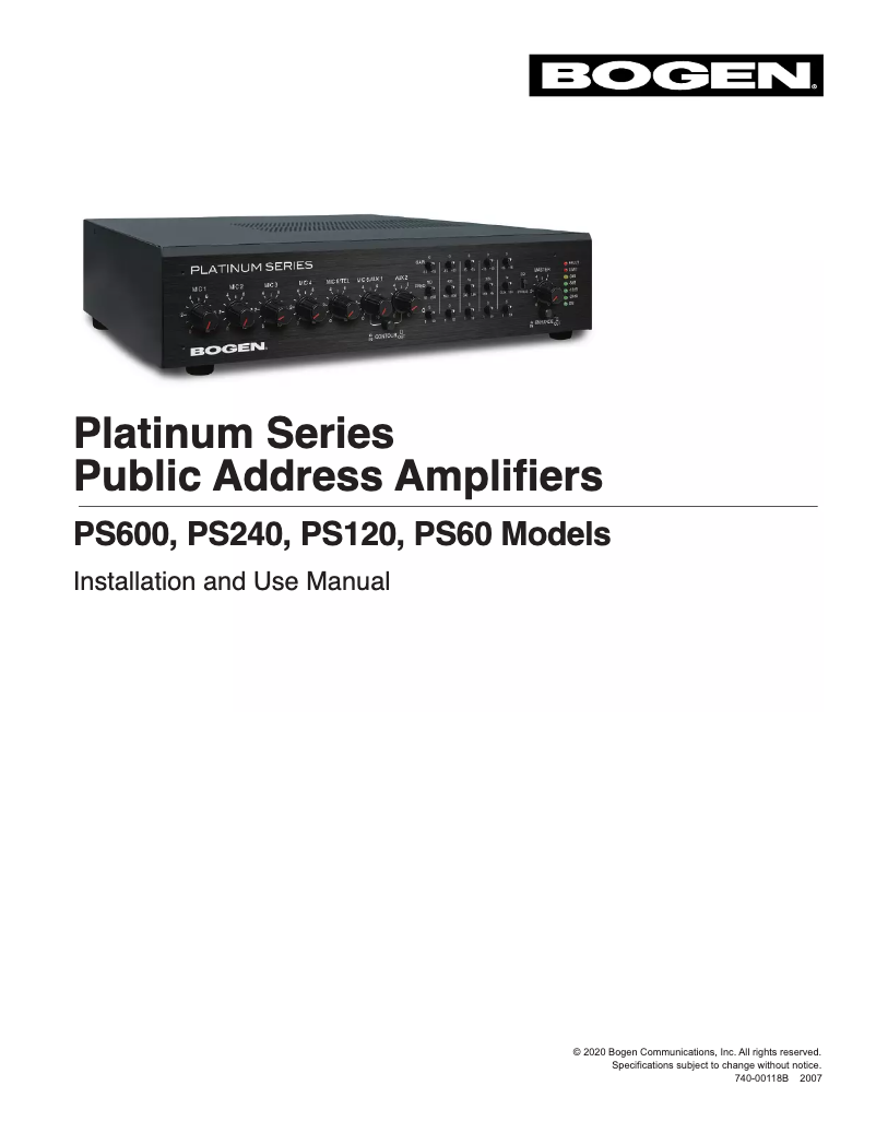 Imagen de la primera página del manual del dispositivo Platinum Series PS240