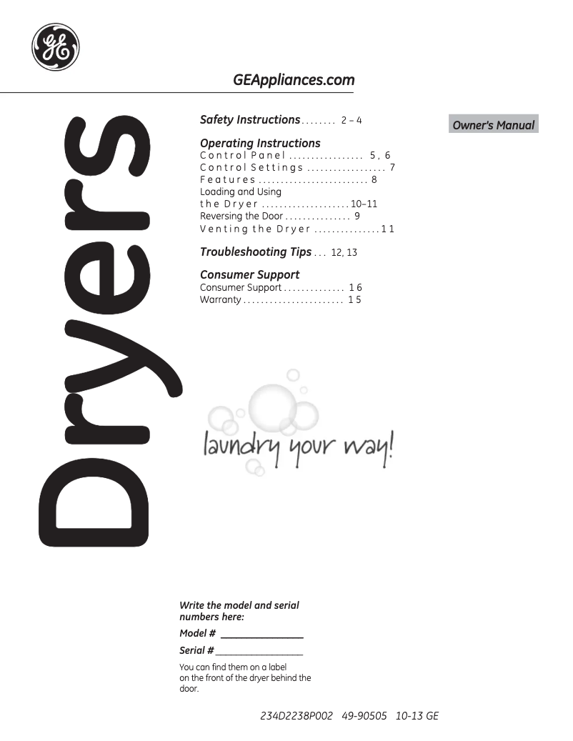 Imagen de la primera página del manual del dispositivo GTDP200EFWS