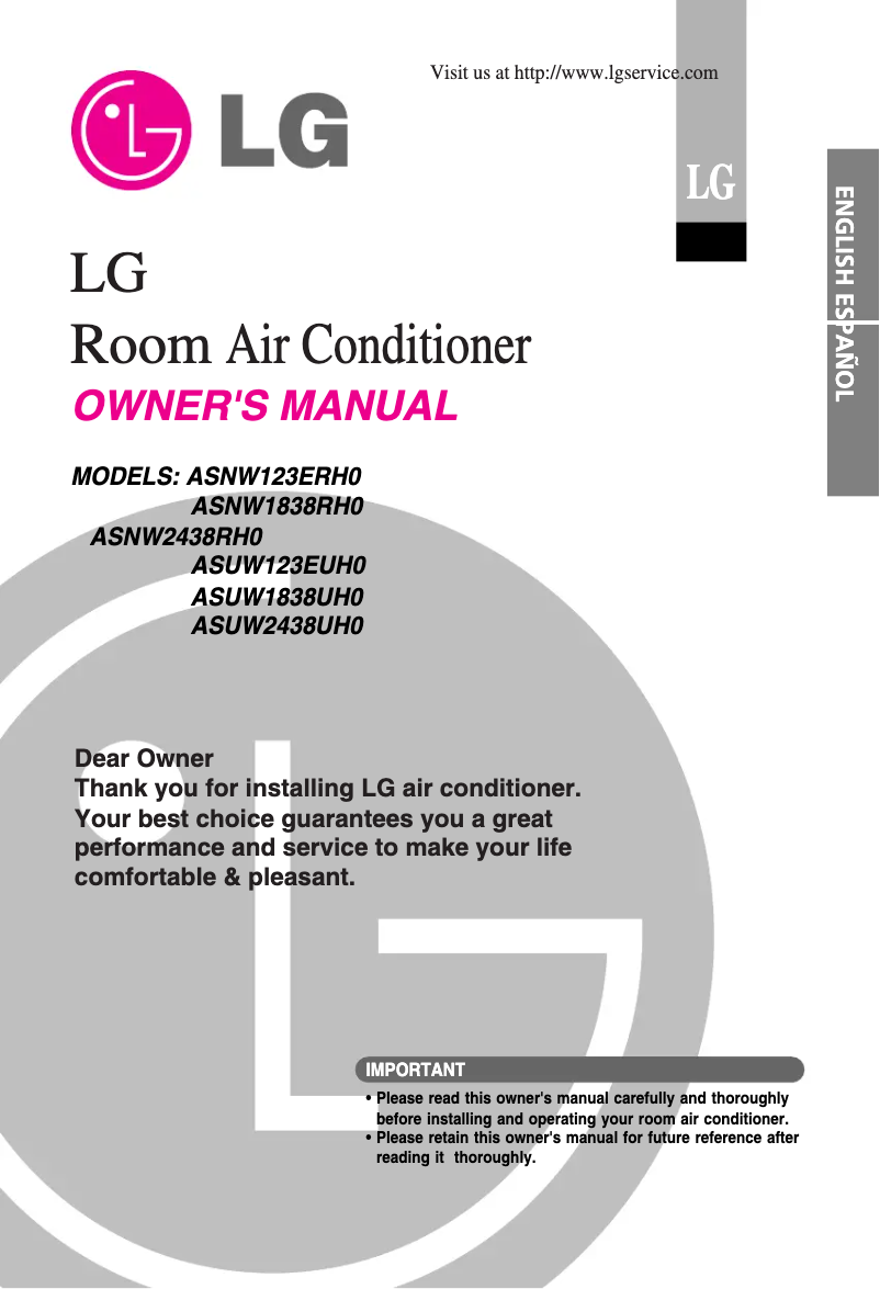 Página 1 del manual Manual de usuario LG ASUW123EUH0