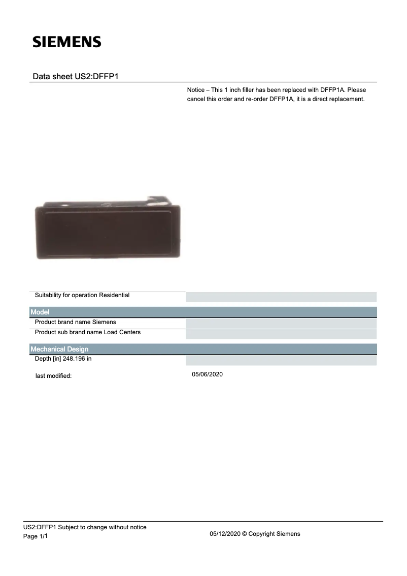 Página 1 del manual Manual de usuario Siemens DFFP1A