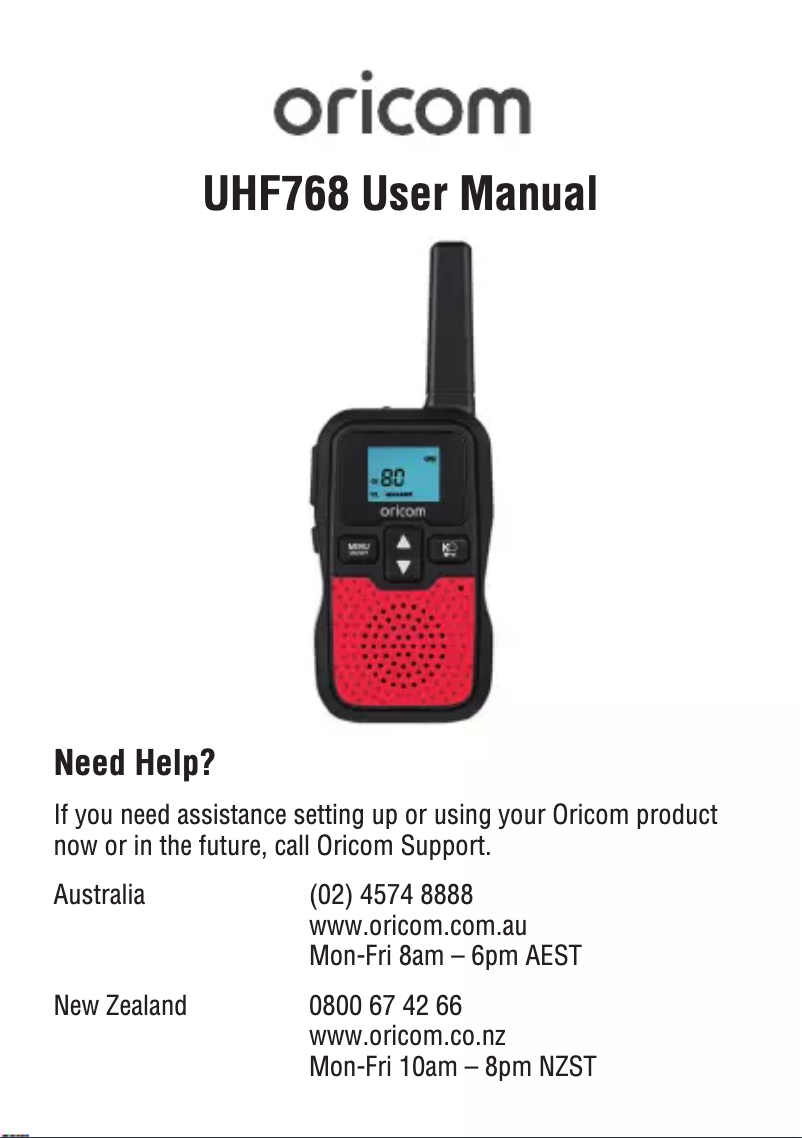 Imagen de la primera página del manual del dispositivo UHF768