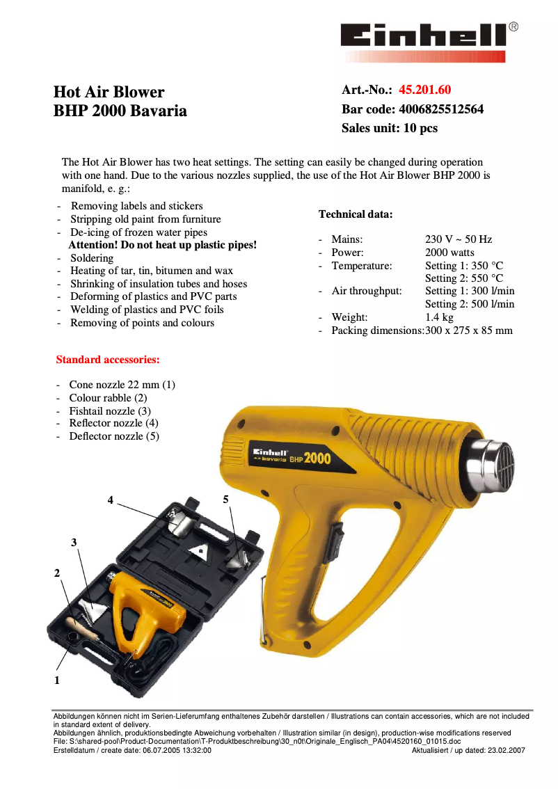 Imagen de la primera página del manual del dispositivo Bavaria BHP 2000