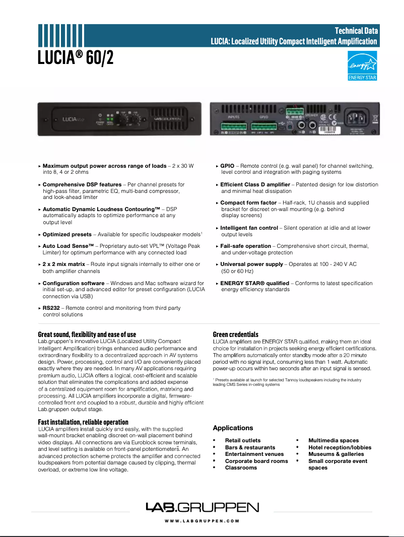 Página 1 del manual Manual de usuario Lab Gruppen LUCIA 60/2