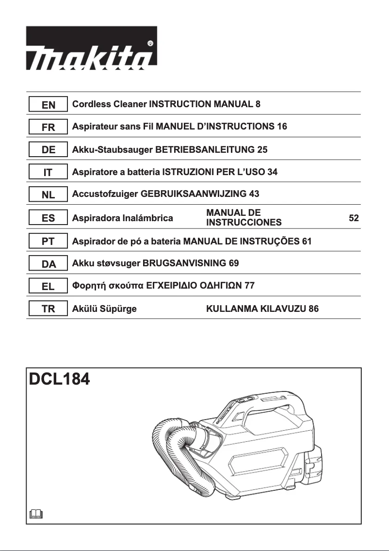 Imagen de la primera página del manual del dispositivo DCL184Z