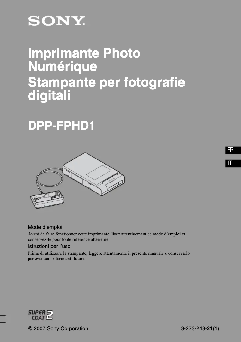 Imagen de la primera página del manual del dispositivo Cybershot DSC-T70HDPR