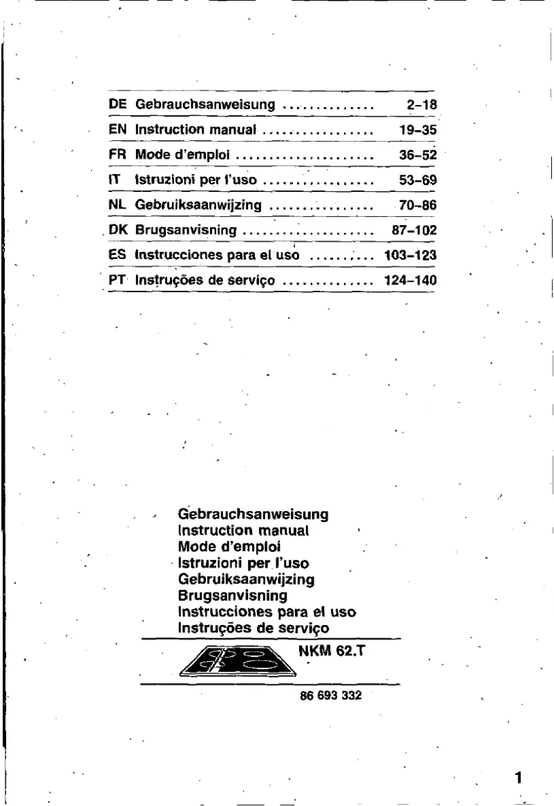 Imagen de la primera página del manual del dispositivo NKM622T
