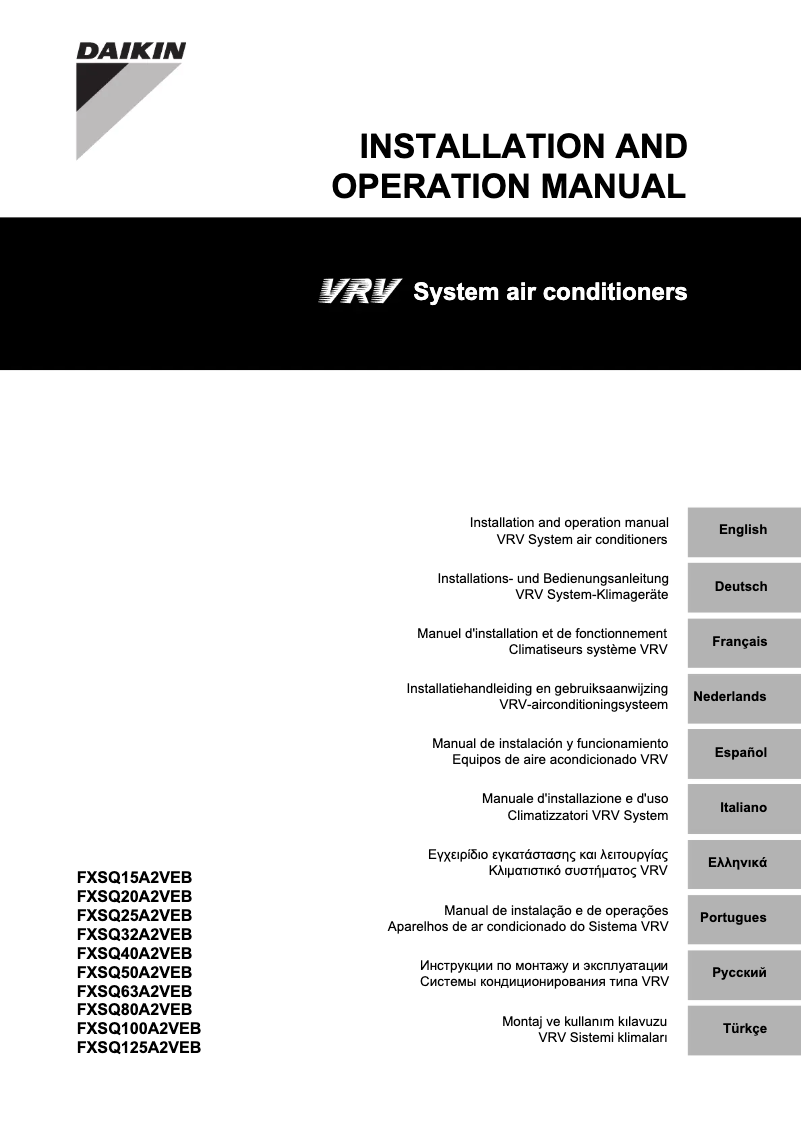 Imagen de la primera página del manual del dispositivo FXSQ63A2VEB
