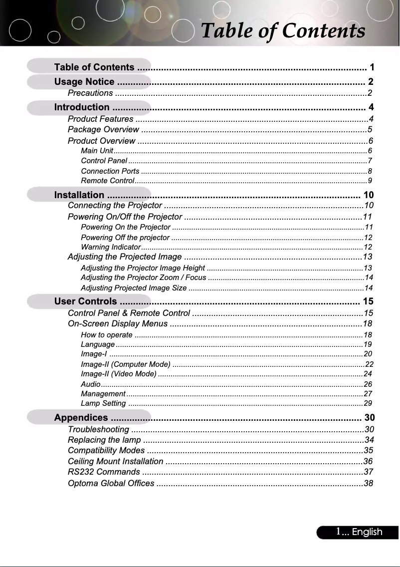 Página 1 del manual Manual de usuario Optoma TX770