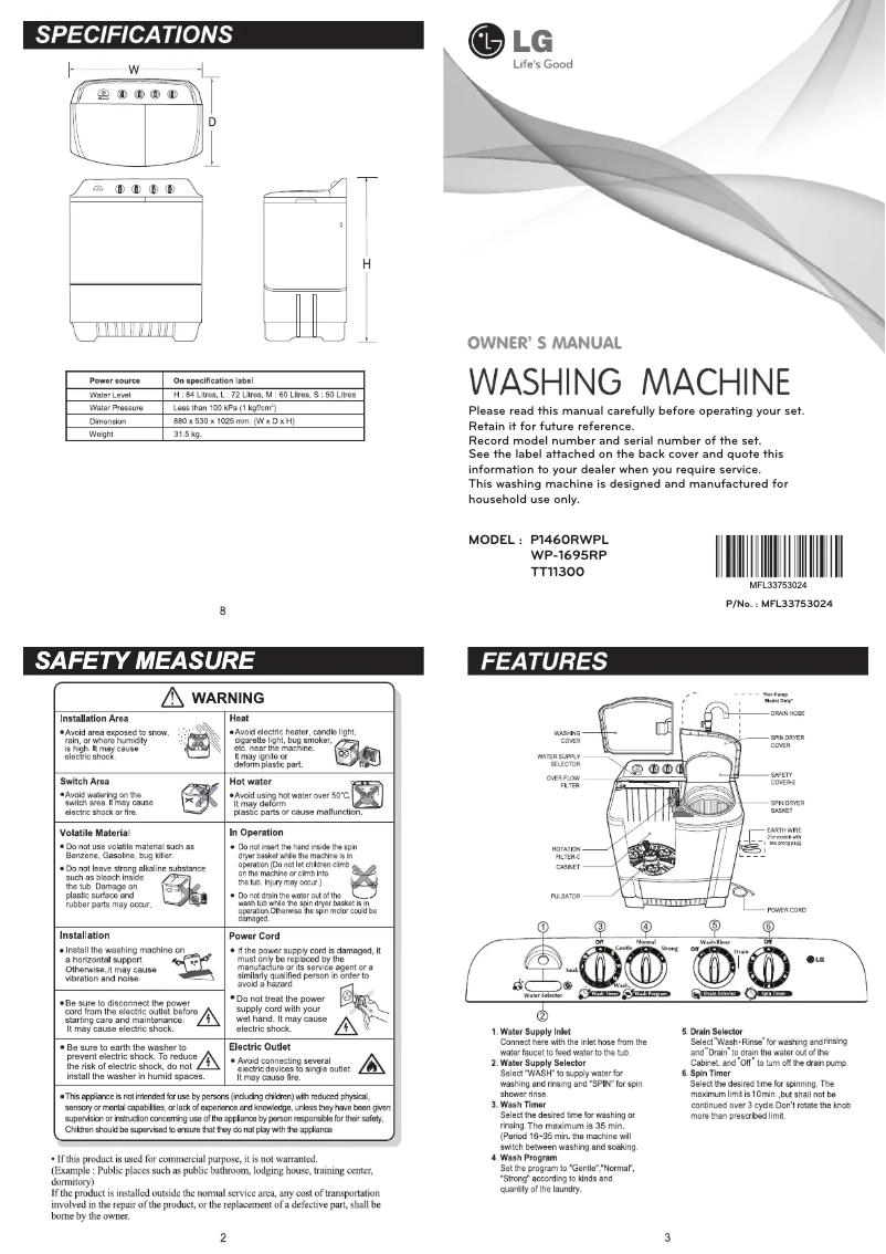 Página nº 1 - Manual de usuario LG TT11300