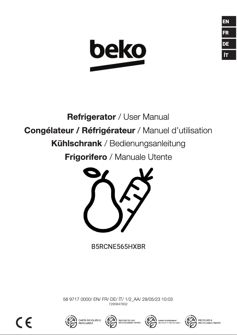 Página 1 del manual Manual de usuario Beko B5RCNE565HXBR