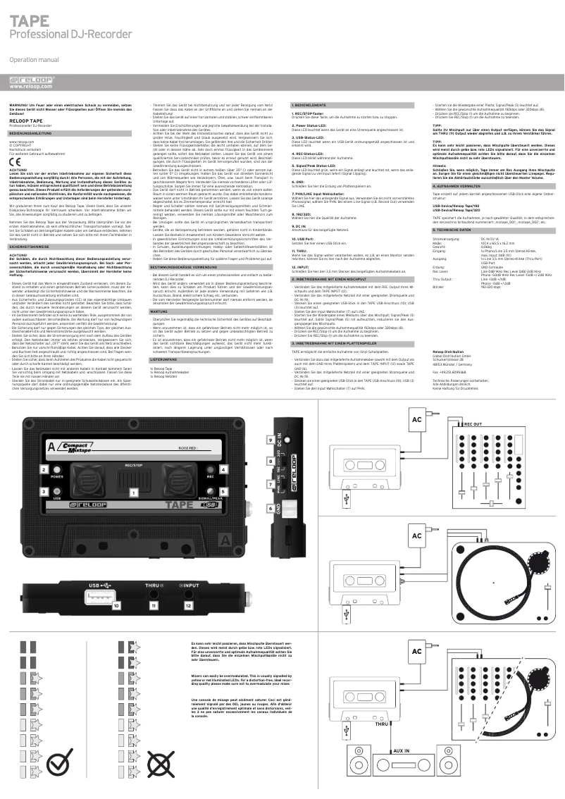 Imagen de la primera página del manual del dispositivo Tape