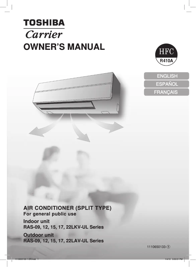 Página 1 del manual Manual de usuario Toshiba RAS-09LAV-UL