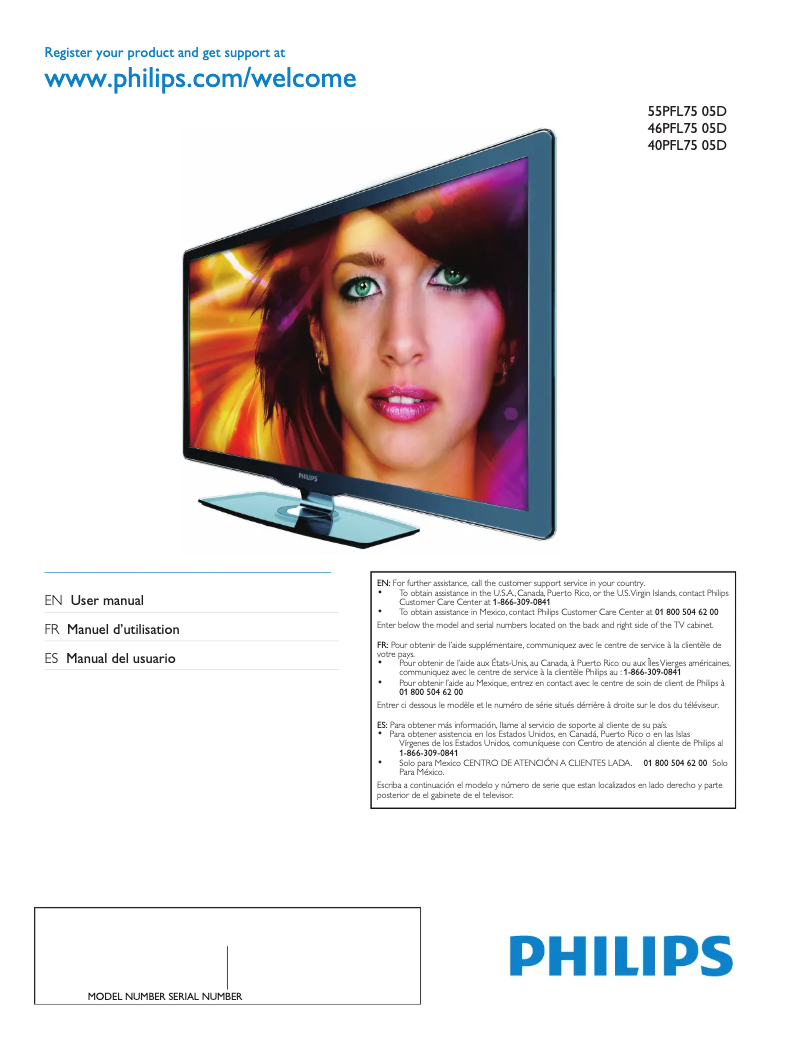 Imagen de la primera página del manual del dispositivo 46PFL7505D