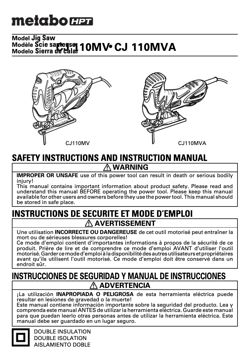 Página 1 del manual Manual de usuario HiKOKI CJ 110MV