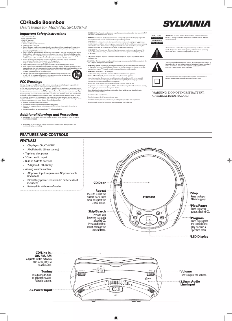 Página 1 del manual Manual de usuario Sylvania SRCD261-B