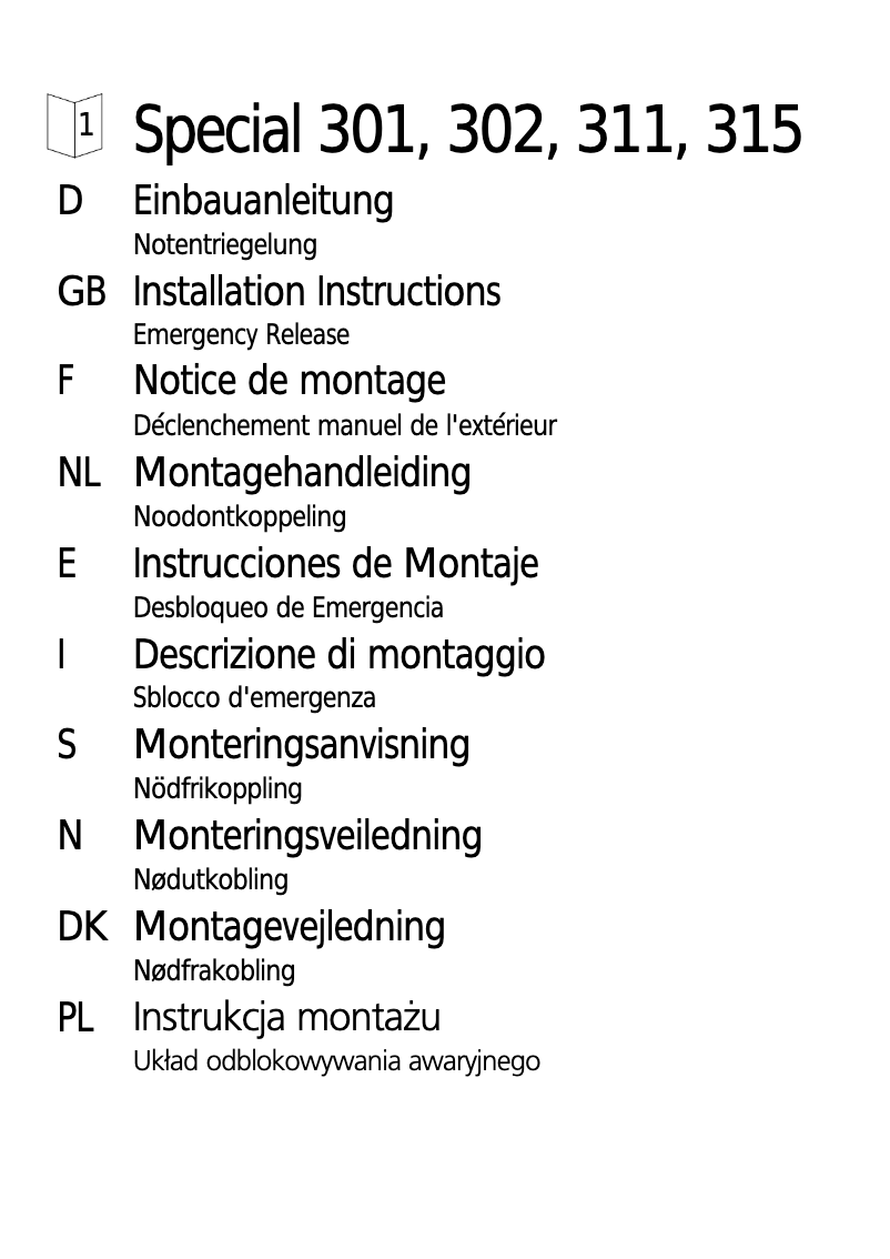 Imagen de la primera página del manual del dispositivo Special 315