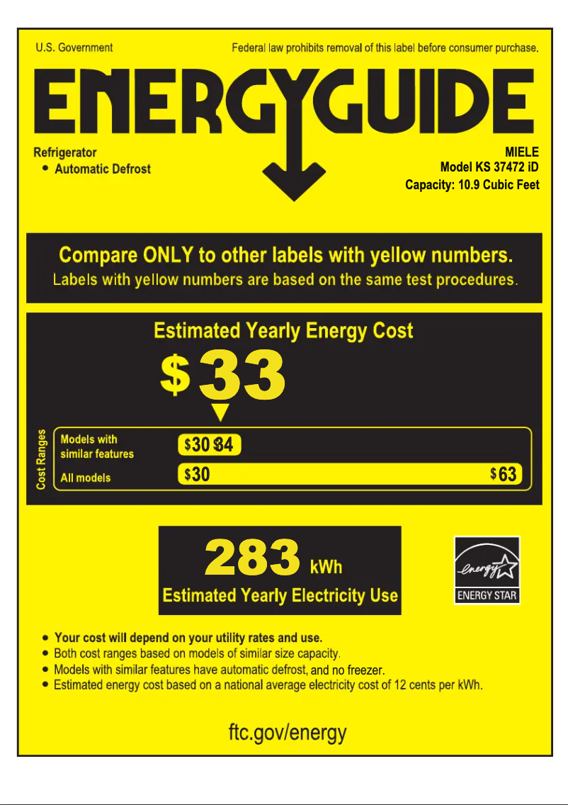 Página 1 del manual Etiqueta energética Miele KS 37472 iD