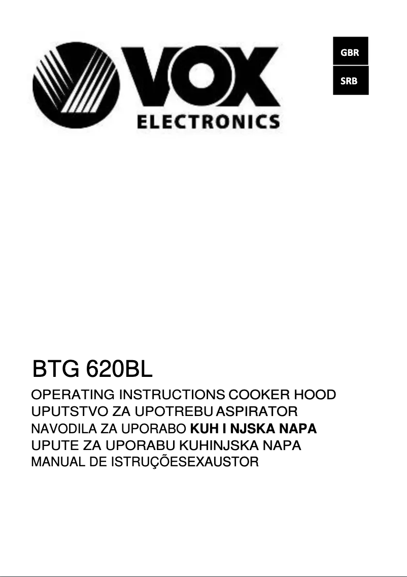Página 1 del manual Manual de usuario VOX BTG620BL