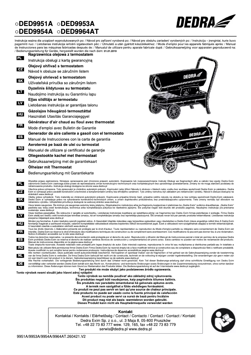 Página nº 1 - Manual de usuario DEDRA DED9964AT