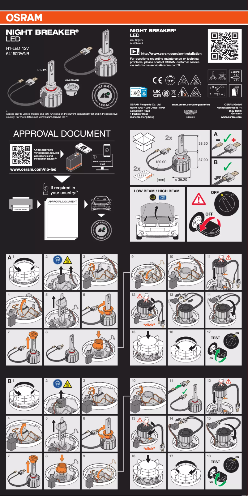 Imagen de la primera página del manual del dispositivo NIGHT BREAKER H1-LED