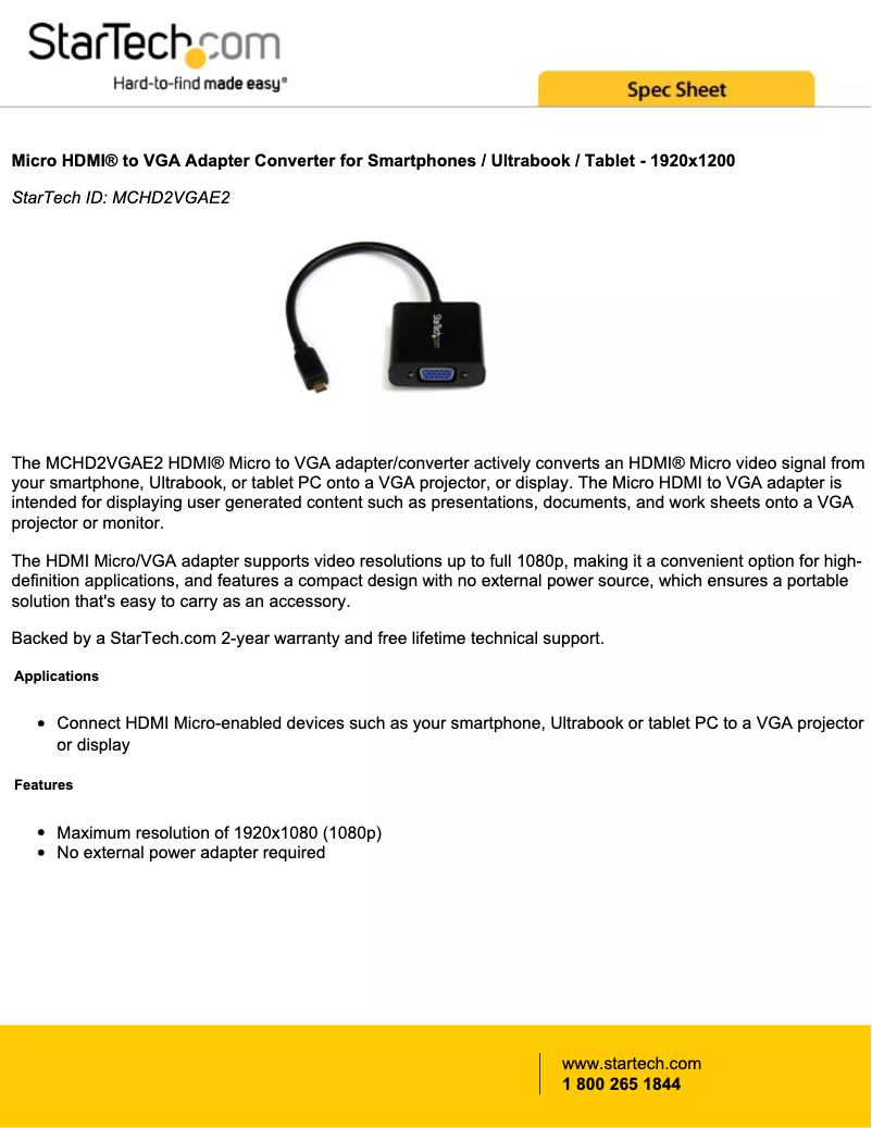 Página nº 1 - Manual de instrucciones StarTech.com MCHD2VGAE2