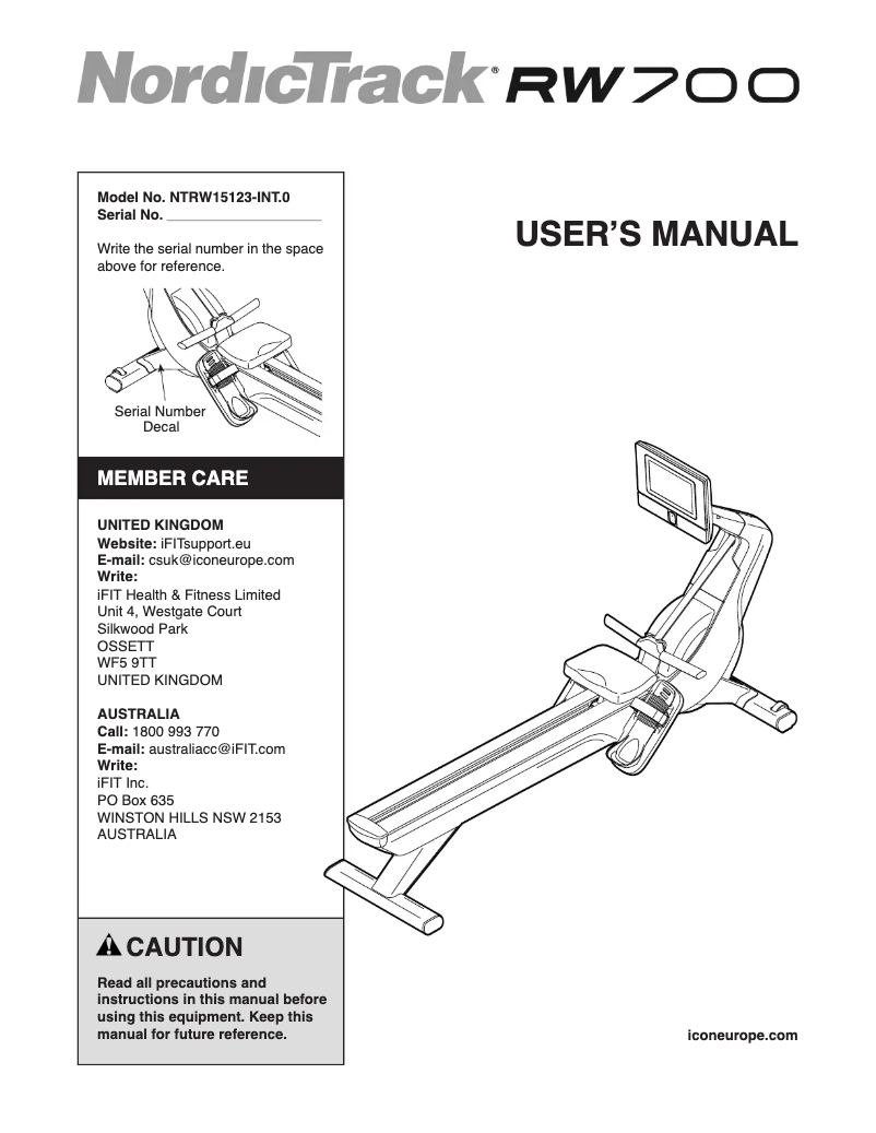 Imagen de la primera página del manual del dispositivo RW700