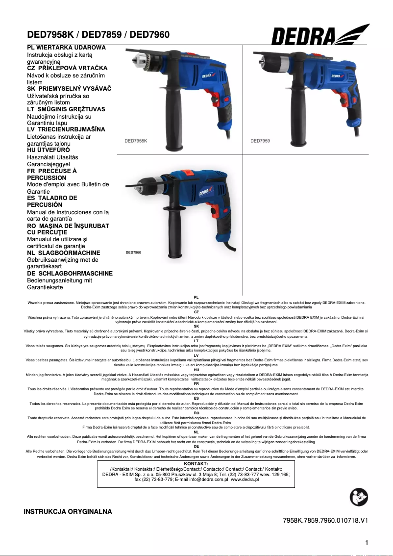 Página 1 del manual Manual de usuario DEDRA DED7959