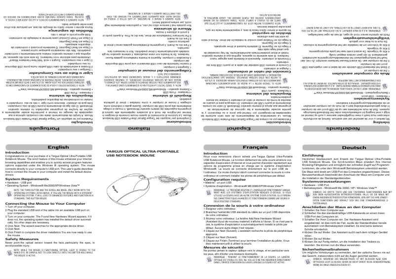 Página nº 1 - Manual de usuario Targus PAUM010E