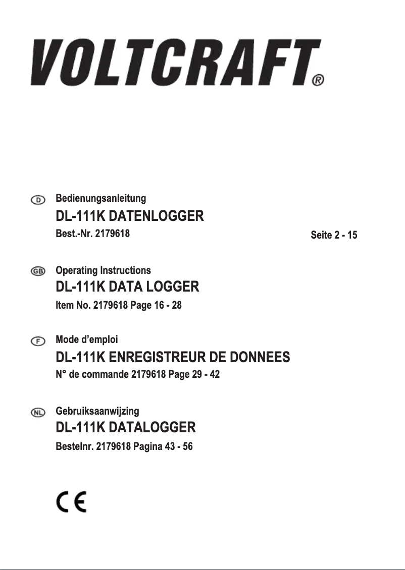 Página 1 del manual Manual de usuario Voltcraft DL-111K