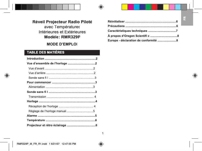 Página 1 del manual Manual de usuario Oregon Scientific RMR329P