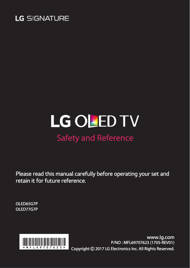 Imagen de la primera página del manual del dispositivo OLED65G7P