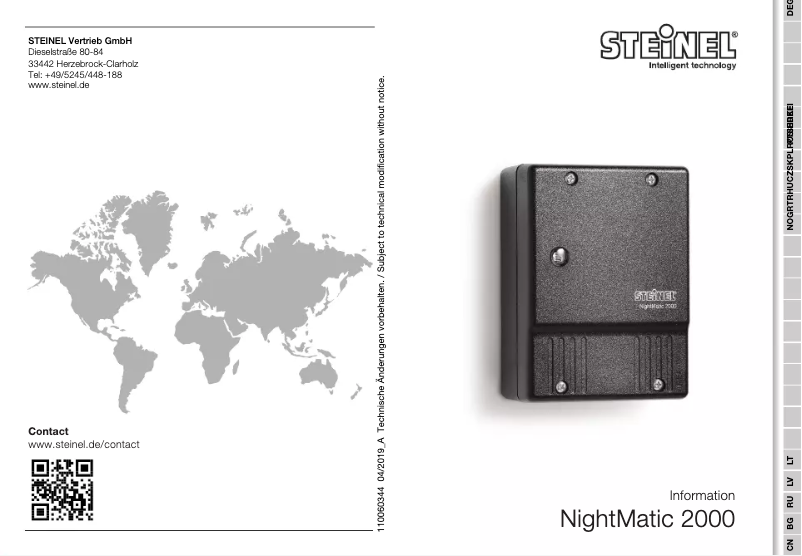 Imagen de la primera página del manual del dispositivo NightMatic 2000