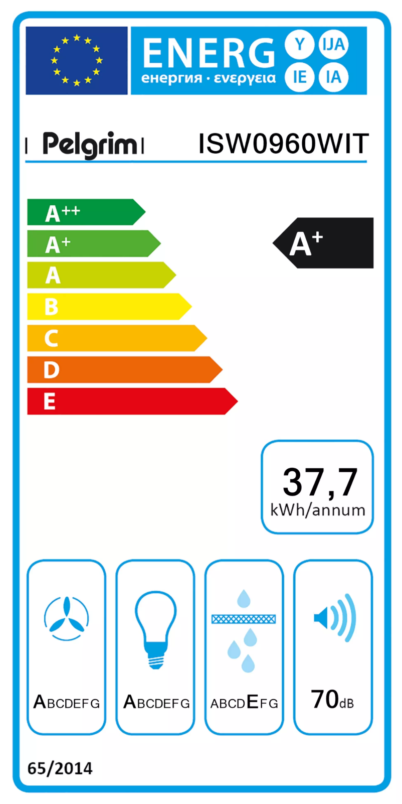 Página 1 del manual Etiqueta energética Pelgrim ISW0960WIT