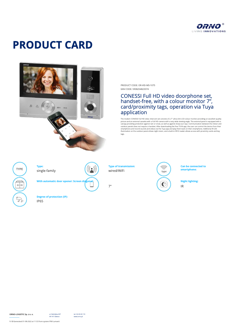 Imagen de la primera página del manual del dispositivo OR-VID-MS-1075