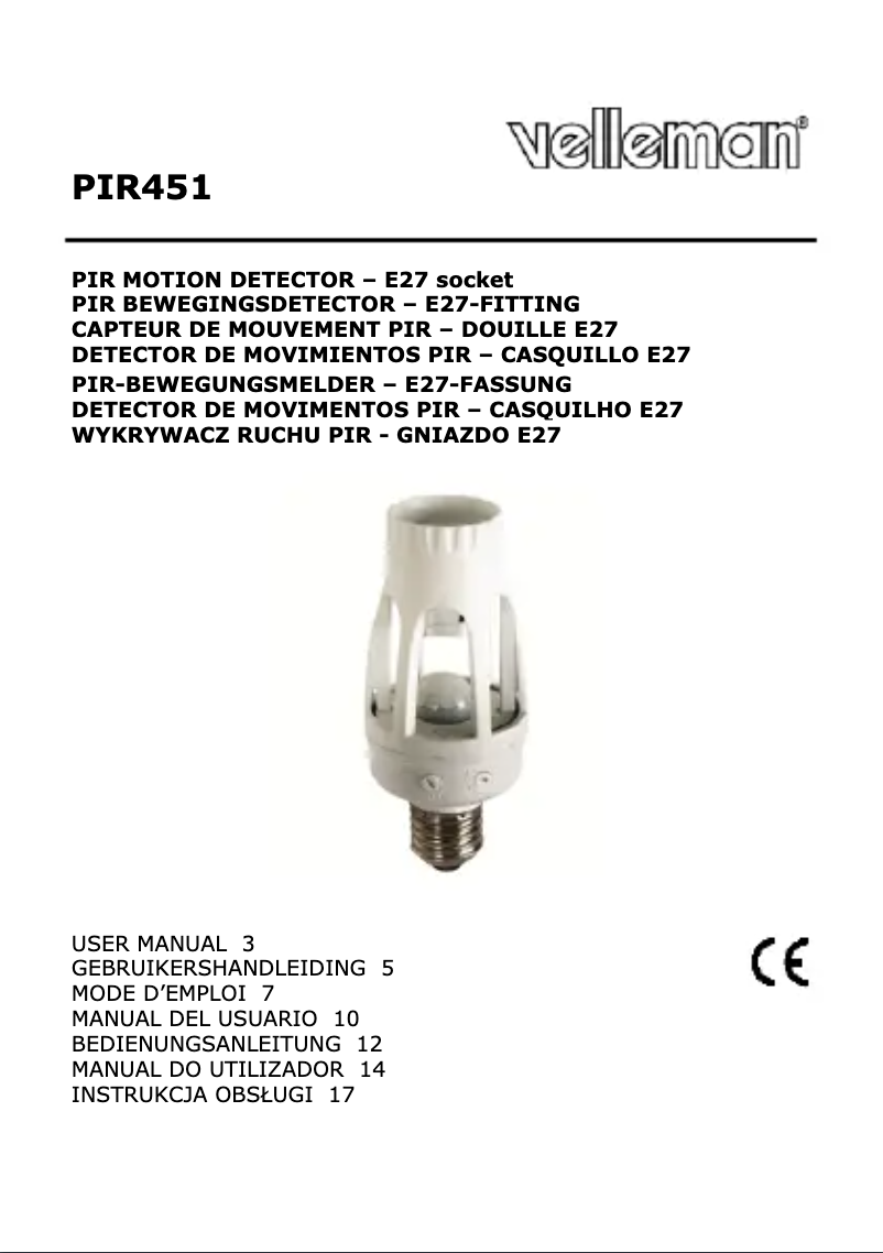 Página 1 del manual Manual de usuario Velleman PIR451