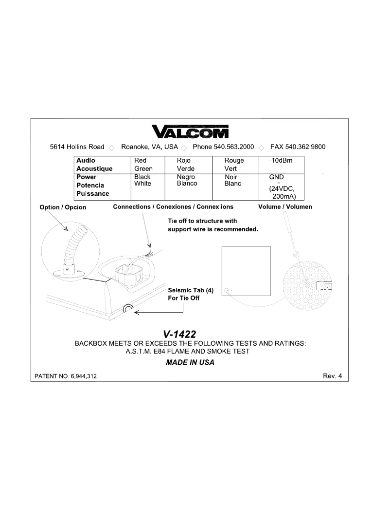 Imagen de la primera página del manual del dispositivo V-1422