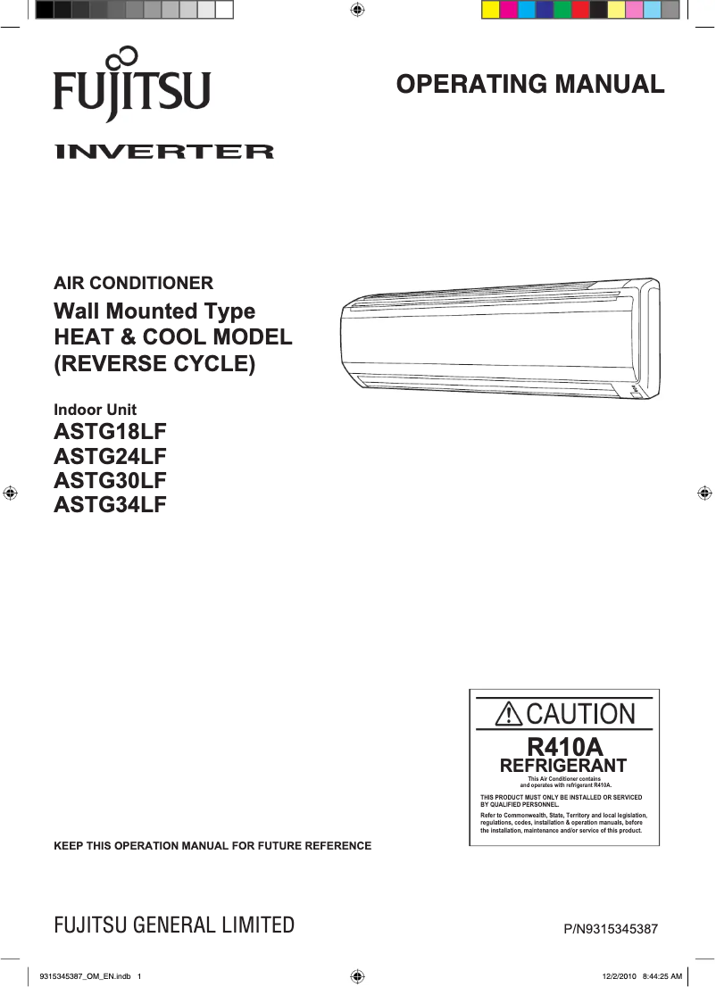 Página 1 del manual Manual de usuario Fujitsu Classic ASTG30LFCC