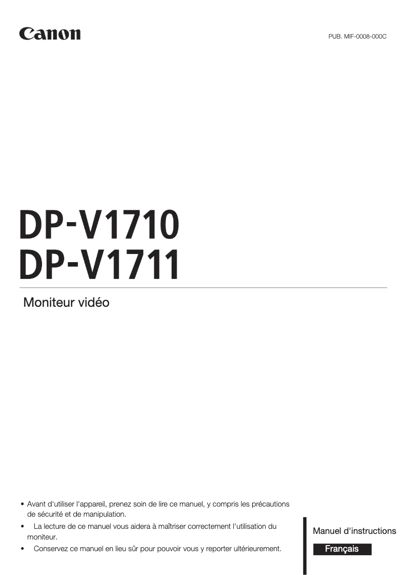 Imagen de la primera página del manual del dispositivo DP-V1710