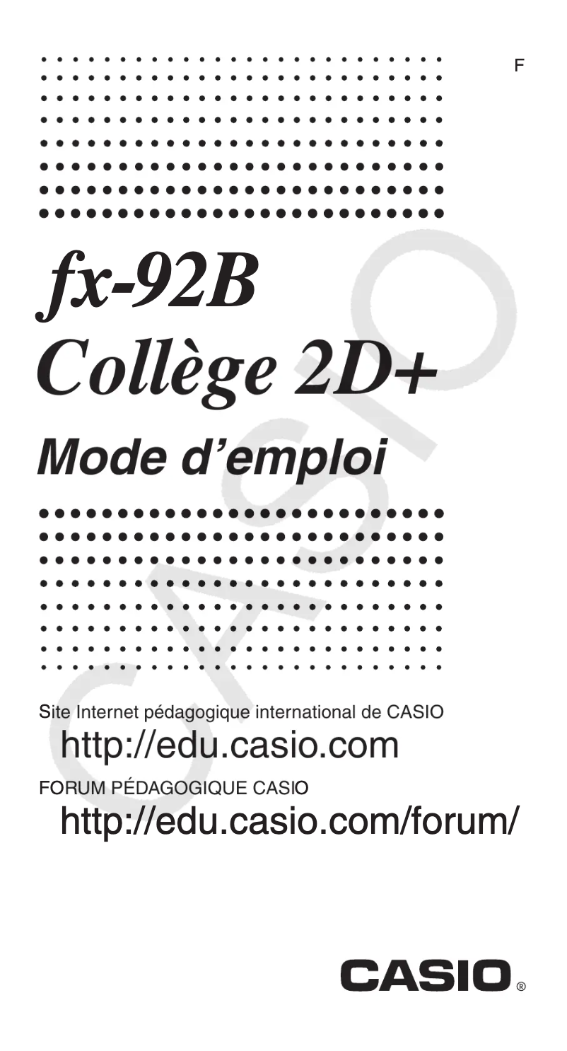 Imagen de la primera página del manual del dispositivo FX-92B Collège 2D+