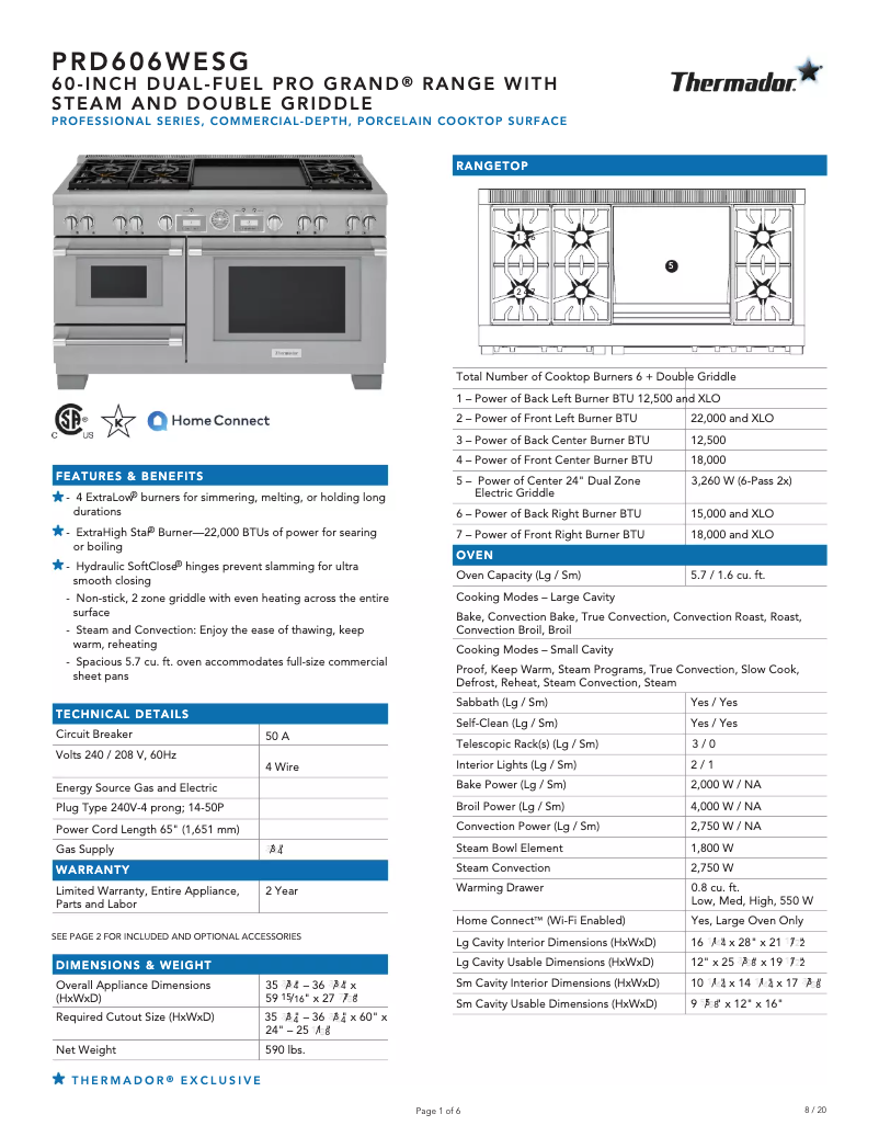 Imagen de la primera página del manual del dispositivo PRD606WESG